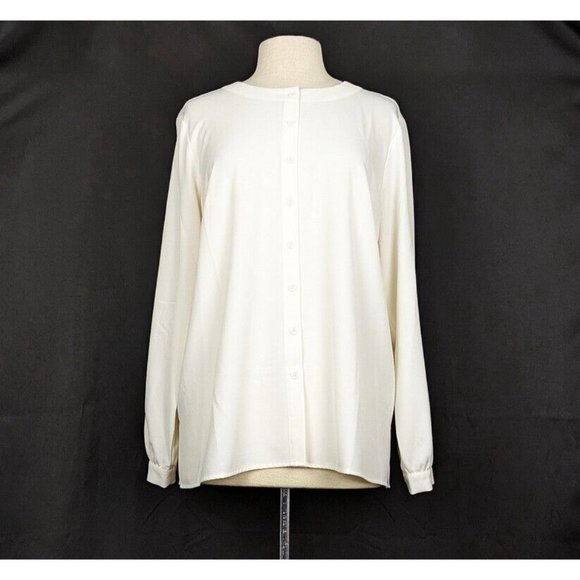 Linea Louis Dell'Olio Blouse Cream Scarf Top Shirt Misses Size 14 - Picture 2 of 9